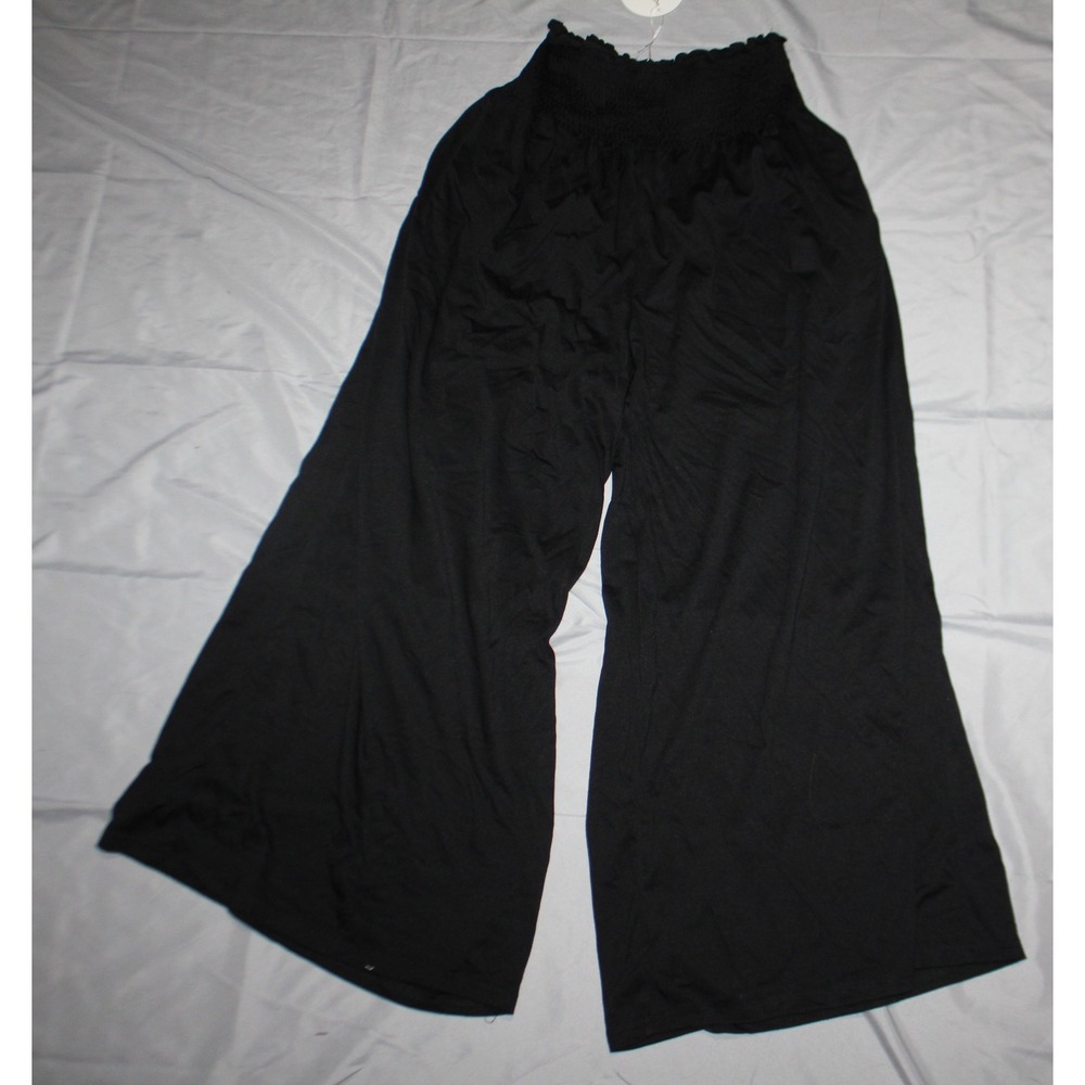 Women's Anrabees wide leg black pull on pants size L